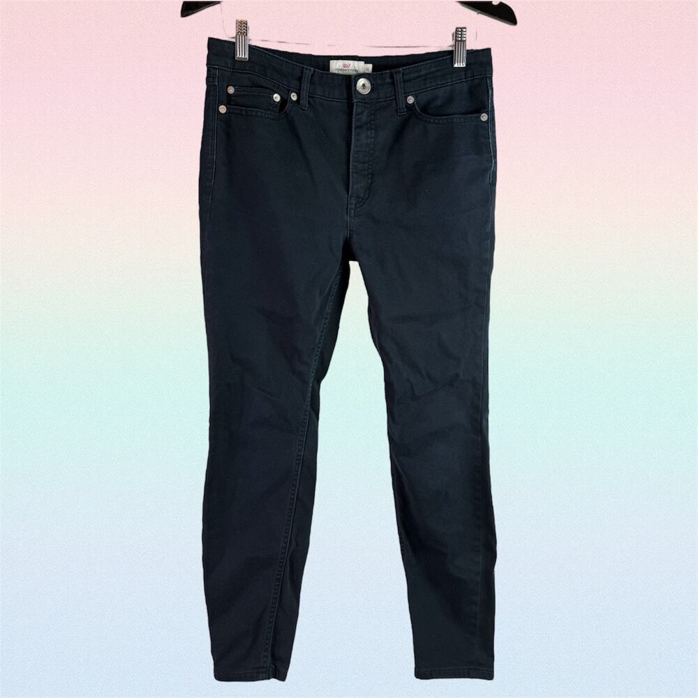 Vineyard Vines Women's 28 Black Cotton Stretch High Rise Skinny Chino Pants